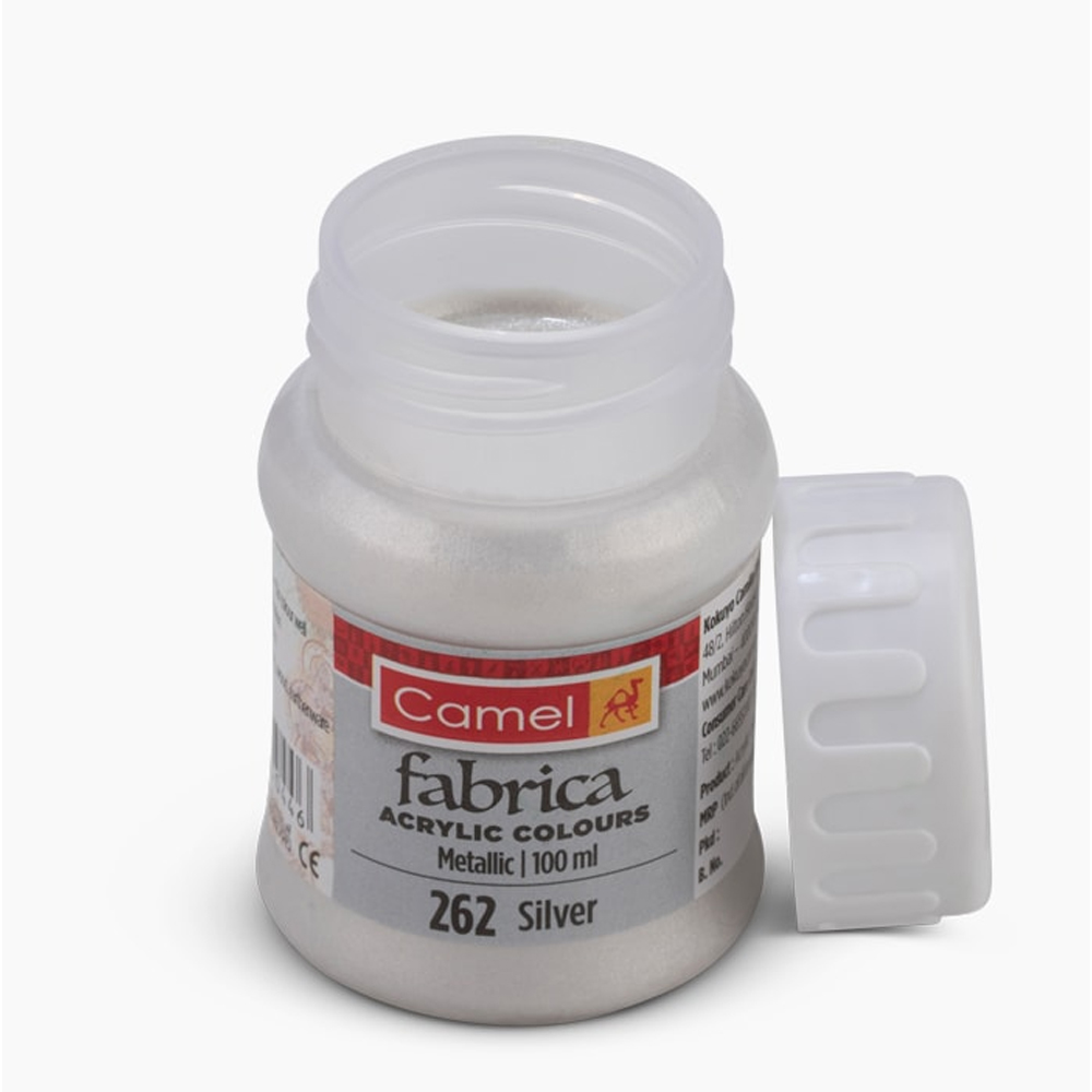 CAMEL FABRICA ACRYLIC COLOURS ( FABRIC)  METALLIC colours - 100ml Bottles.Silver