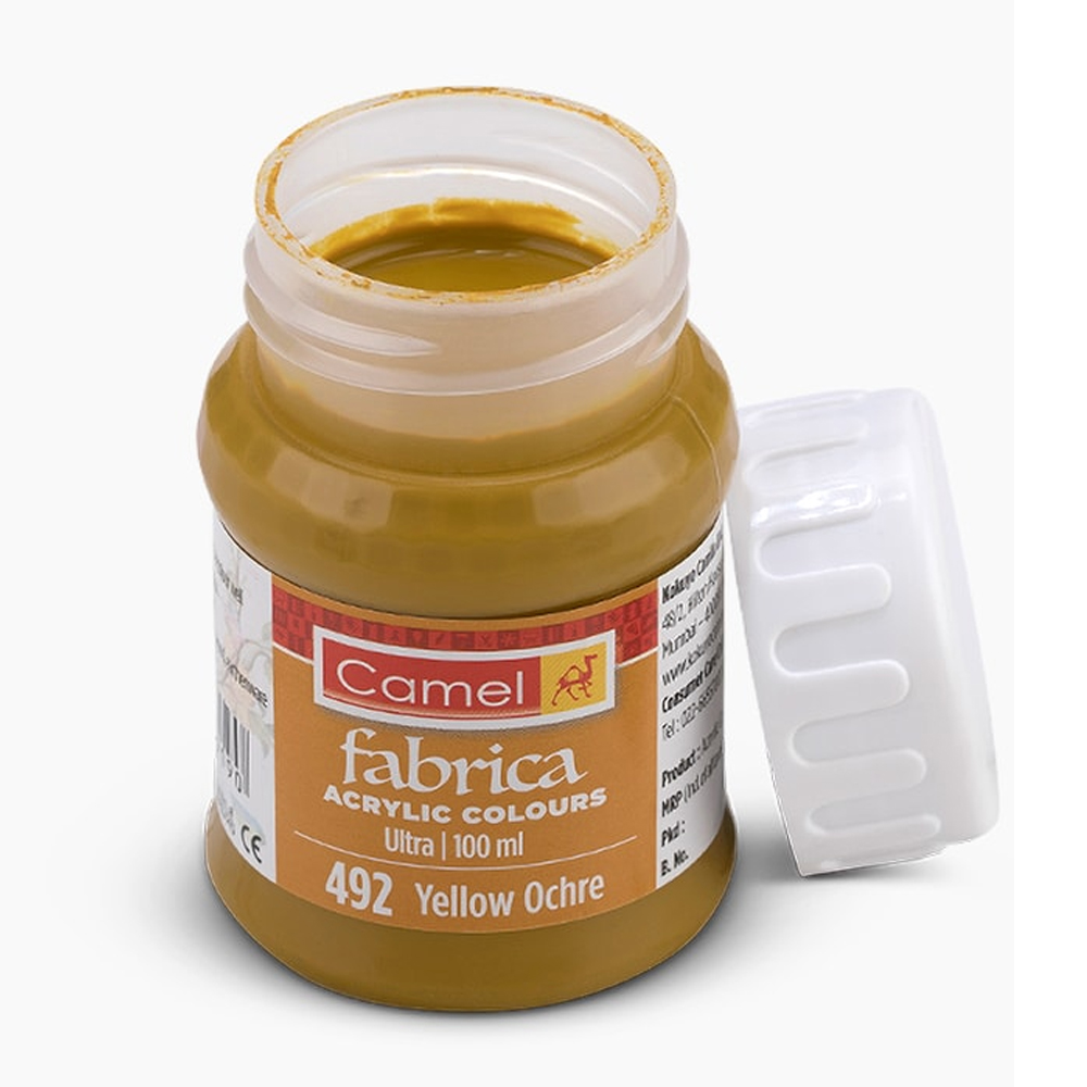 Camel Fabrica Acrylic Colours ( Fabric)  Metallic Colours - 100ml Bottles. Yellow Ochre