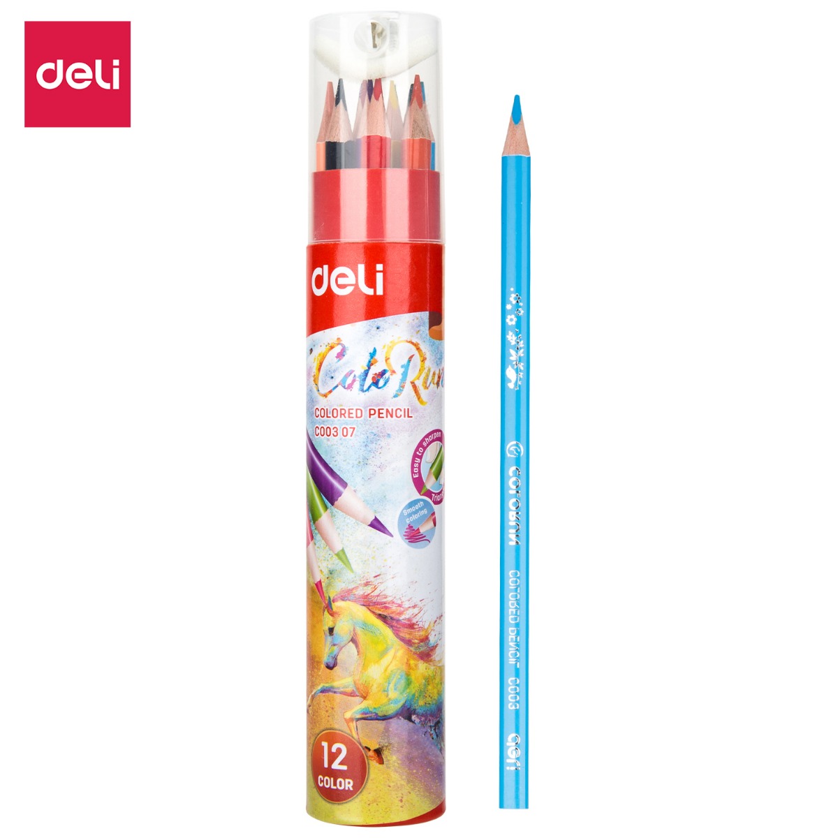 Deli wooden Colored Pencil 12 colors ,ec00307