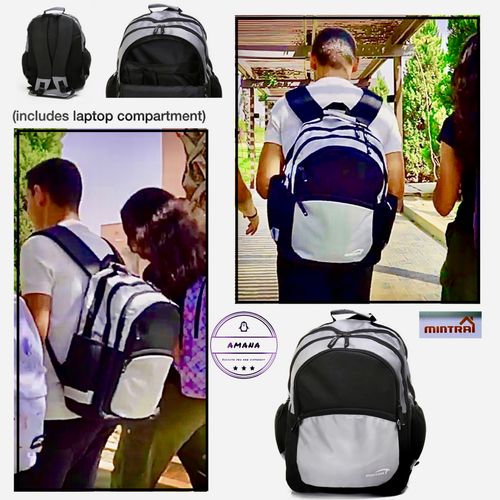 Mintra Amana - Waterproof Practical Backpack (laptop Compartment) - Gray / Black.