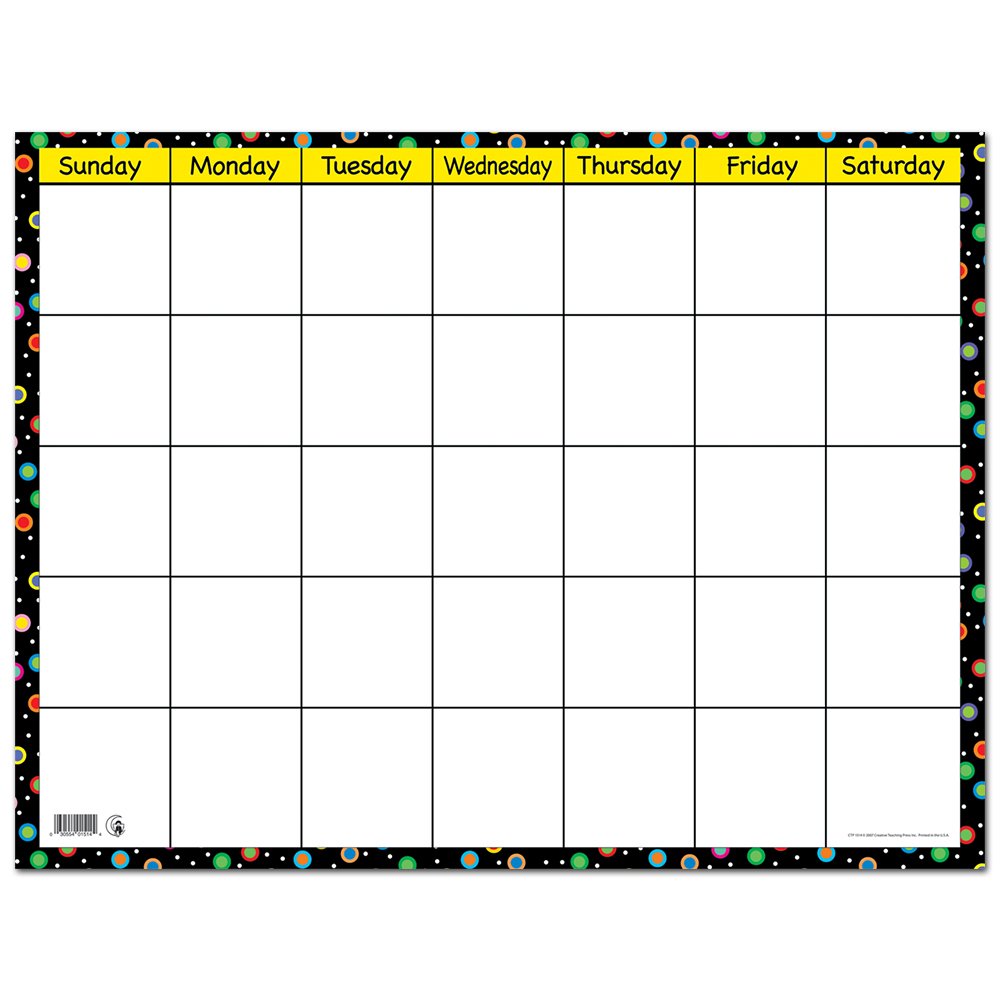 Dots on Black Small Calendar Chart CTP-1514