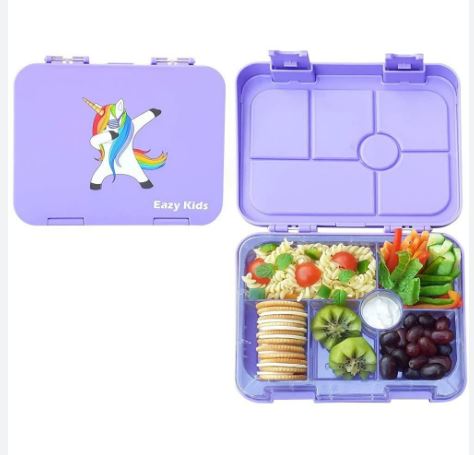 Eazy Kids 6 Compartment Bento Lunch Box - Unicorn Purple