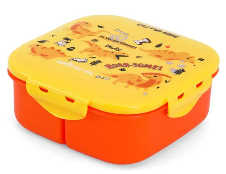 Eazy Kids Square Bento Lunch Box - Dino Yellow