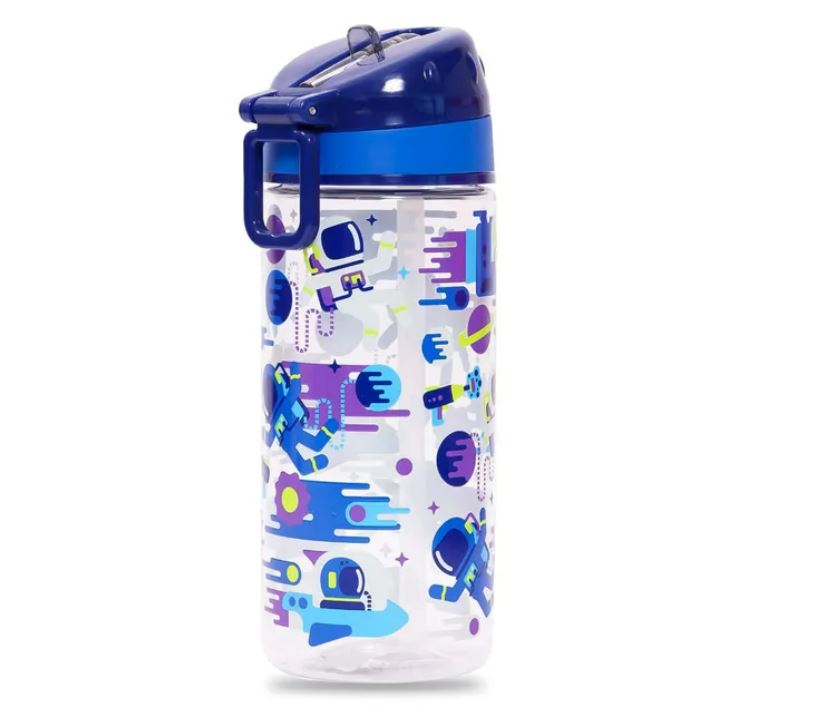 Eazy Kids Tritan Water Bottle w/ Carry handle, Astronauts - Blue, 420ml
