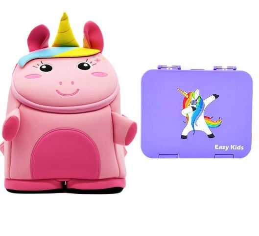 Nohoo Unicorn 3D Bag + Bento Lunch Box-Purple