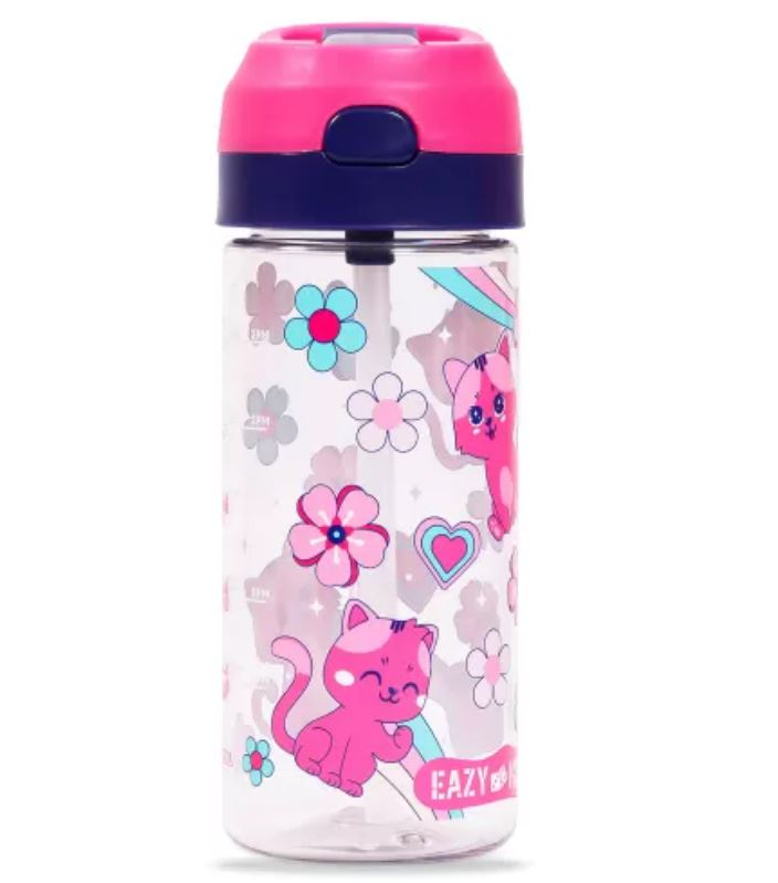 Eazy Kids Tritan Water Bottle w/ Spray, Cat - Pink, 420ml