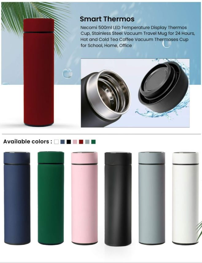 Smart Thermos With LED Touch Screen, Multicolors, 500 ml