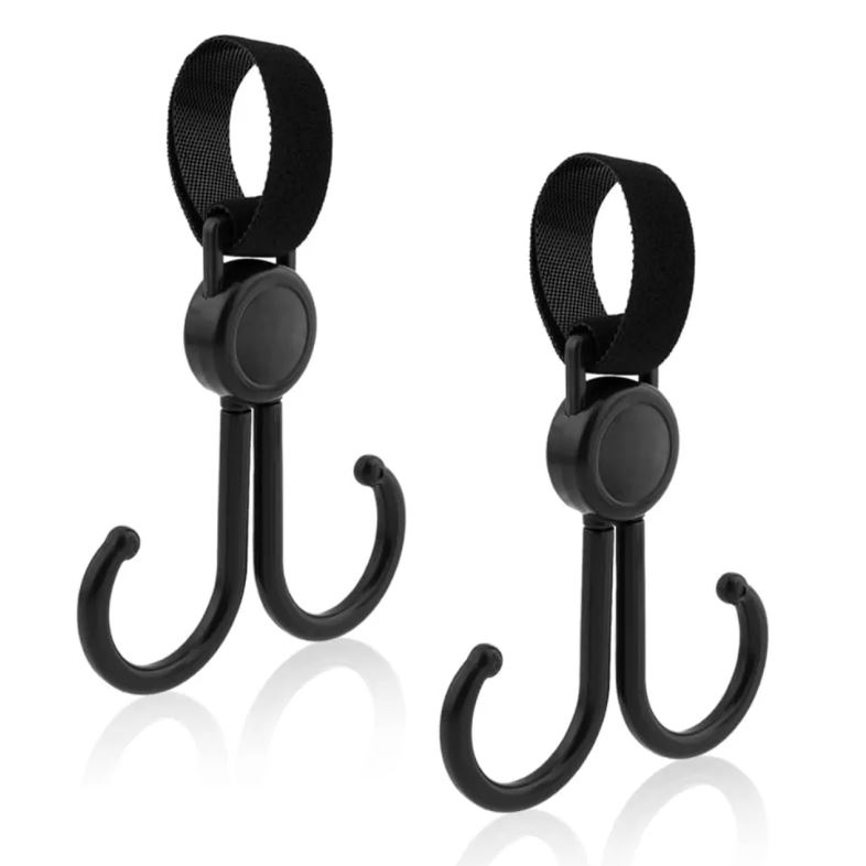 Sunveno 360Ø·Â¢Ø¢Â° Rotatable and Adjustable Velcro Strap Universal Multipurpose Hook - Pack of 2 - Black