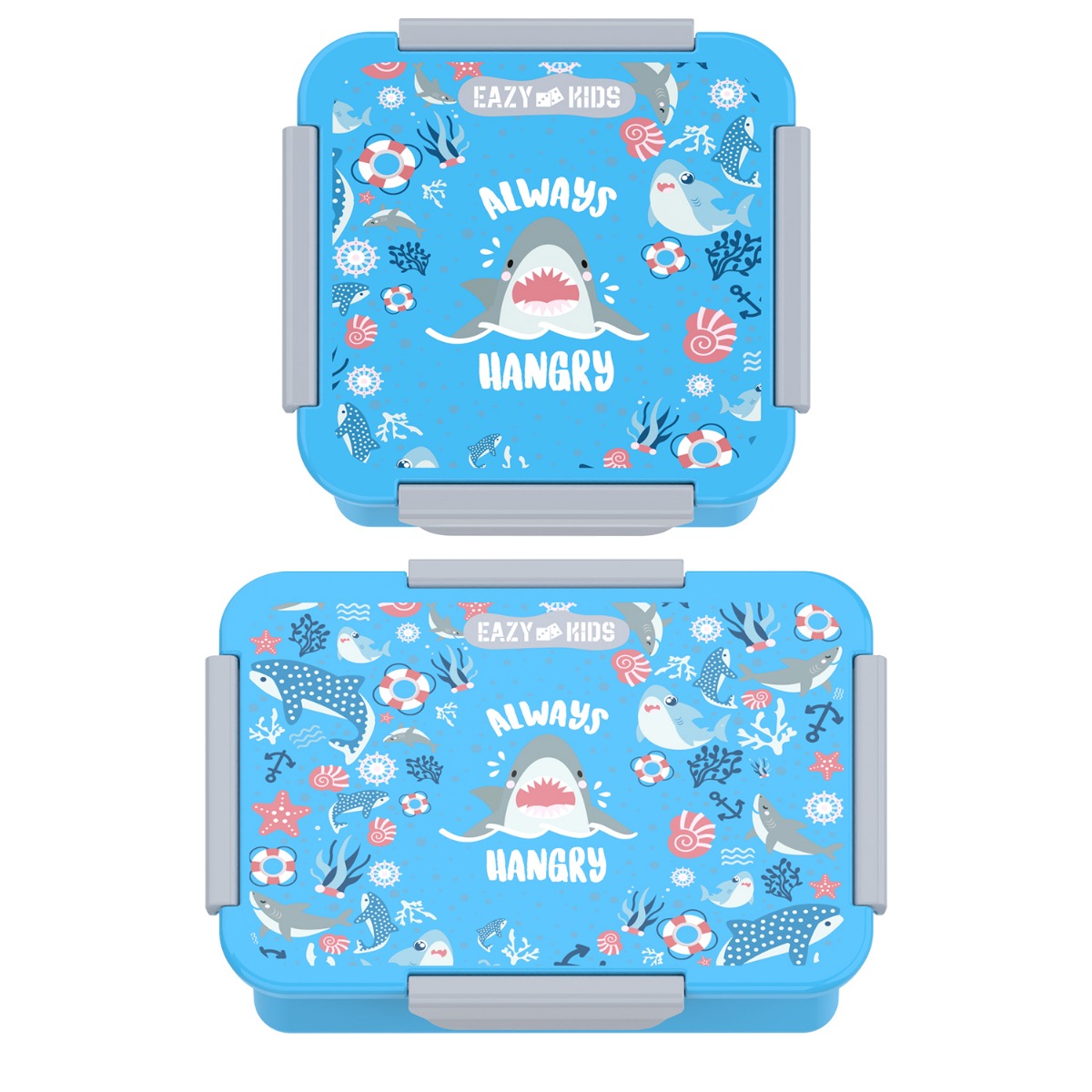 Eazy Kids Lunch Box Set, Shark - Blue