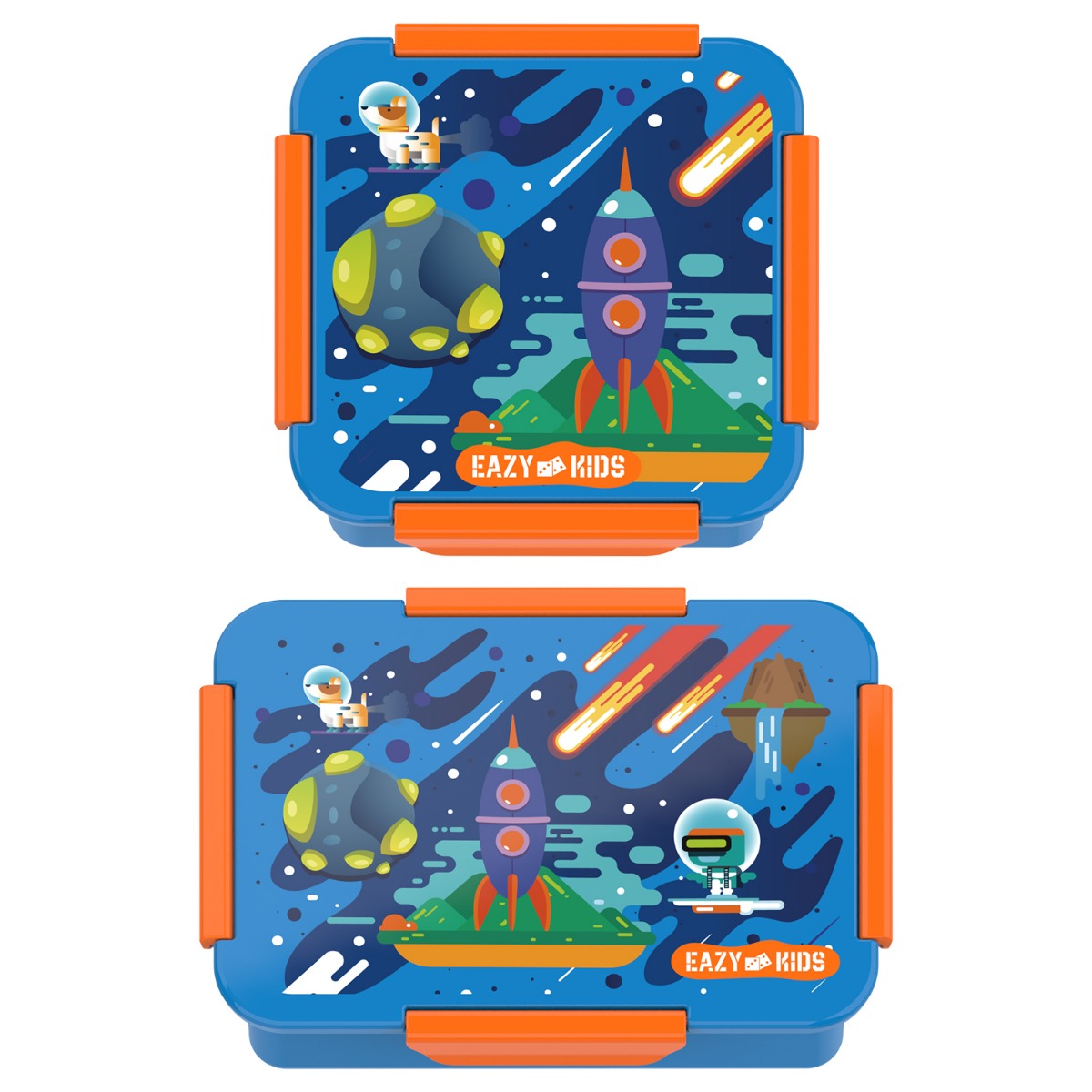 Eazy Kids Lunch Box Set, Space - Blue