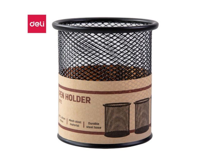 Deli Metal Pen Holder Round - Black (1pc), E9172