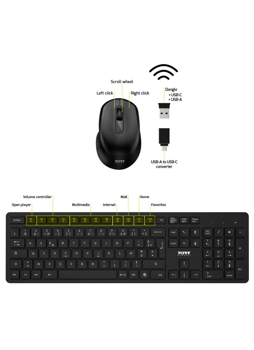 PortDesign Wireless Keyboard and Mouse Eng/Ar