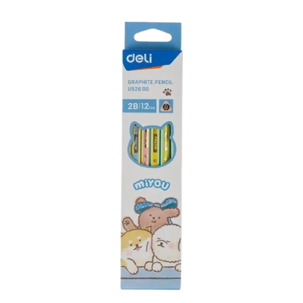 Deli Pencil with Eraser 2B - Box of 12 Pieces - Eu52600