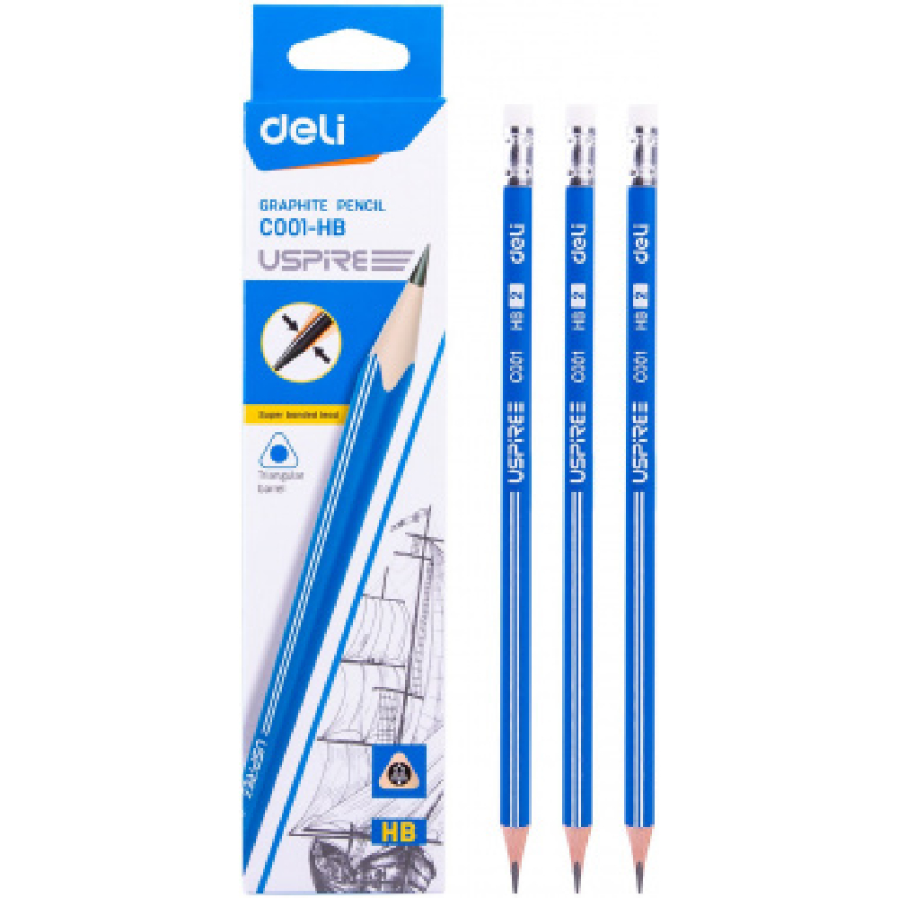 Deli Uspire Pencil -12 Pieces Hb -EC001-HB