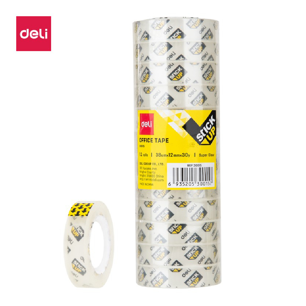 Deli Clear Office Tape,12 ml ,30 meters,12 Rolls,E30015