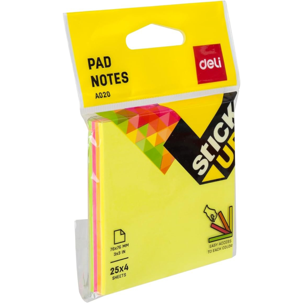 Deli Sticky Note,3*3,100 Sheets,4 colors ,EA02002