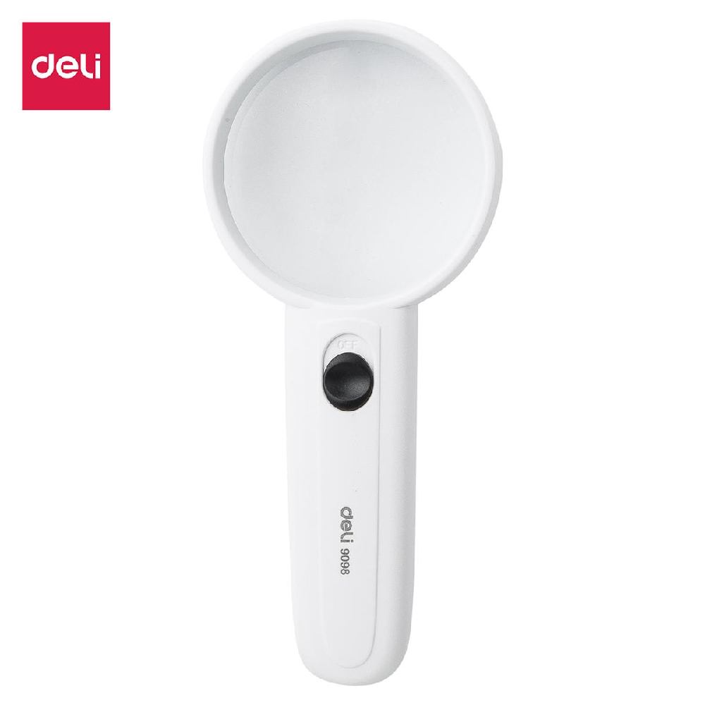 Deli magnifying glass with flashlight, 3.5 inch- E9098
