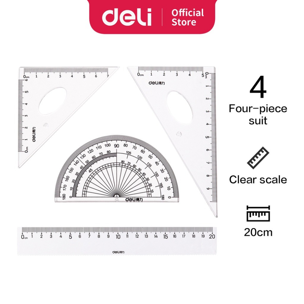 Deli Engineering Tools Set20 Cm , 4 Transparent Pieces-79530