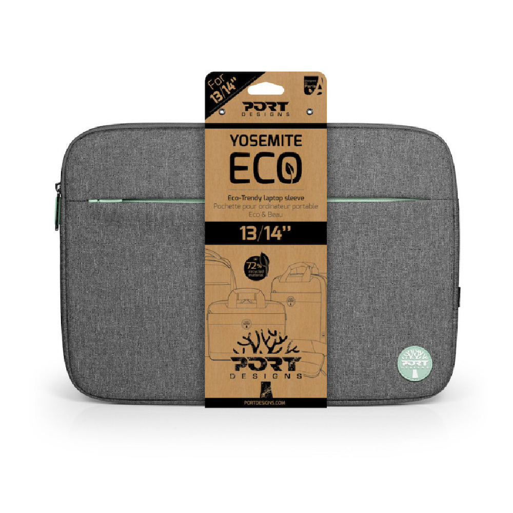 YOSEMITE ECO 13/14" Grey Laptop Sleeve - Eco-Friendly Protection