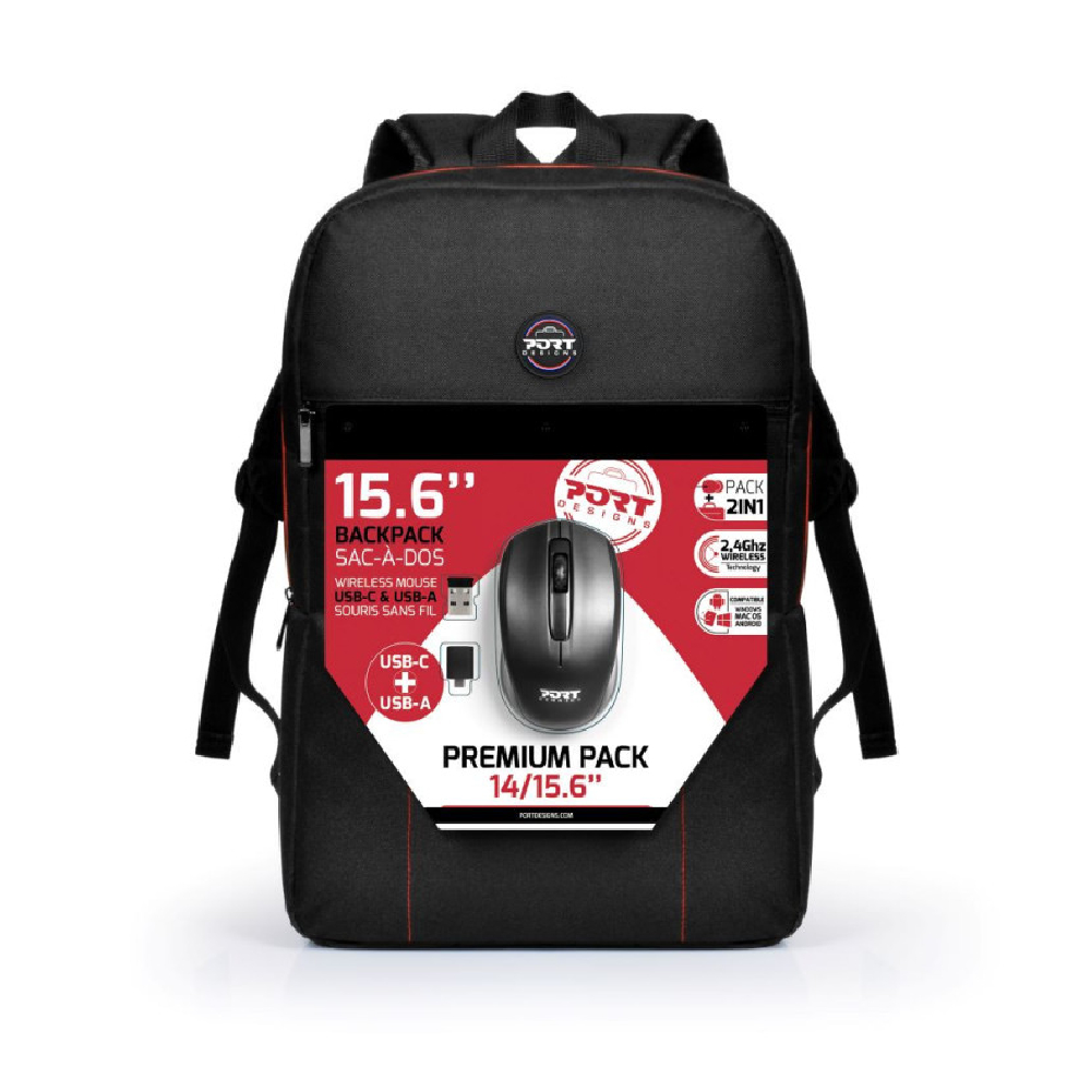 Port designs PREMIUM Back pack 14/15.6  + Wireless mouse