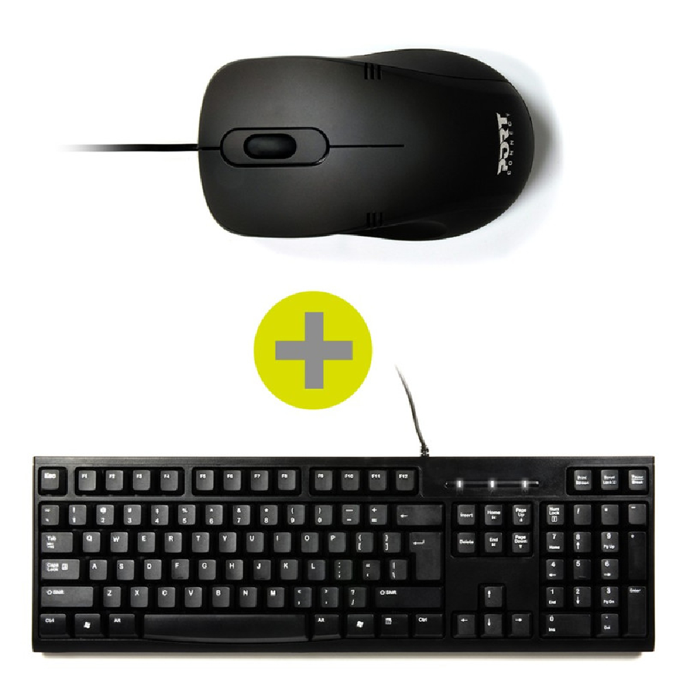 USB Wired QWERTY Keyboard & Mouse Pack - Durable and Efficient