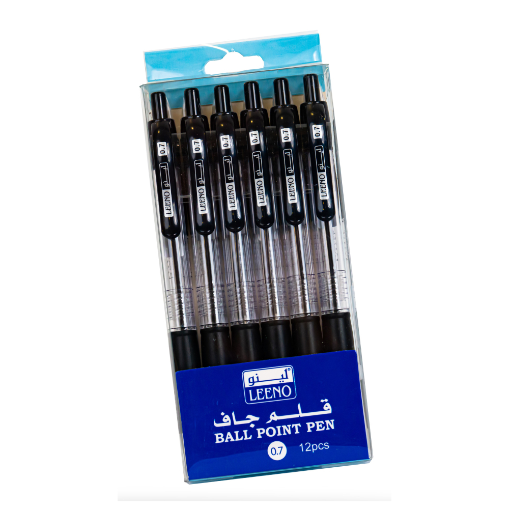 Leeno Ball Point Pen 0.7mm, 12 Pcs, Black