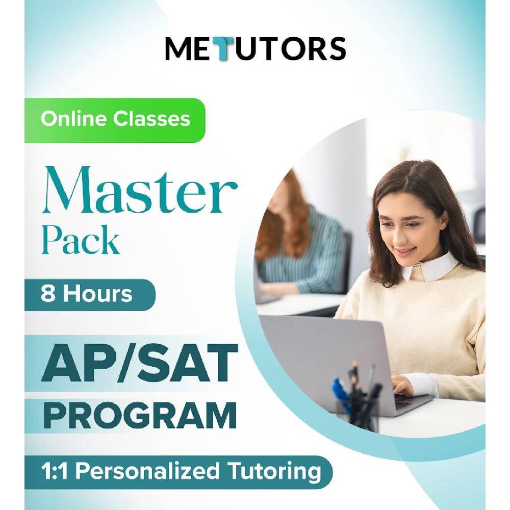 Metutors 1:1 Personalized Tutoring for AP/SAT Students, Master Pack 8 Hours Online , For All Subjects, Free 24/7 AI Assistant Access