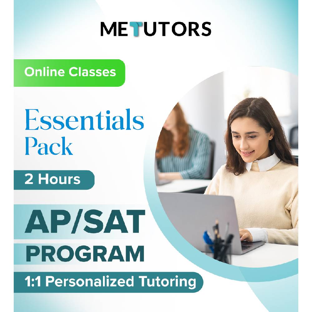 Metutors 1:1 Personalized Tutoring for AP/SAT Students, Essential Pack 2 Hours Online , For All Subjects, Free 24/7 AI Assistant Access