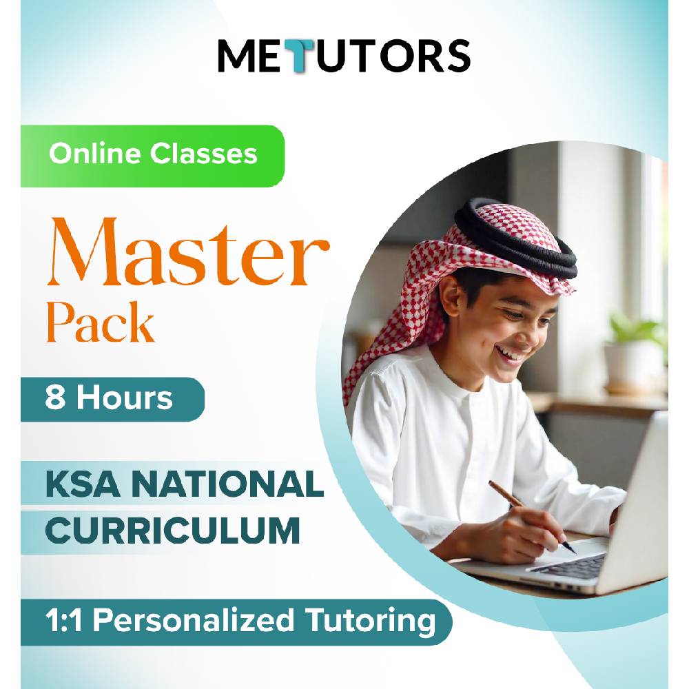 Metutors 1:1 Personalized Tutoring for KSA National Students, Master Pack 8 Hours Online , For All Subjects, Free 24/7 AI Assistant Access