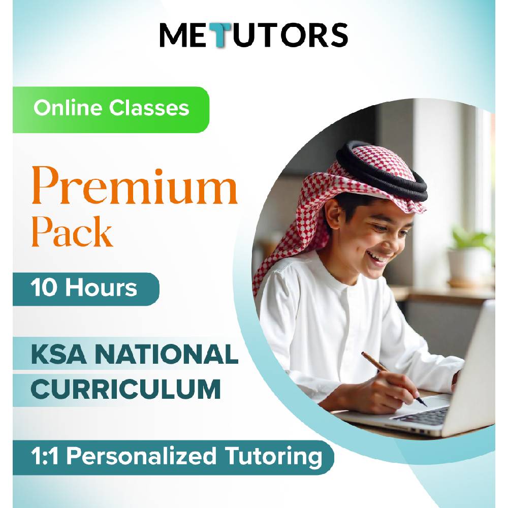 Metutors 1:1 Personalized Tutoring for KSA National Students, Premium Pack 10 Hours Online , For All Subjects, Free 24/7 AI Assistant Access