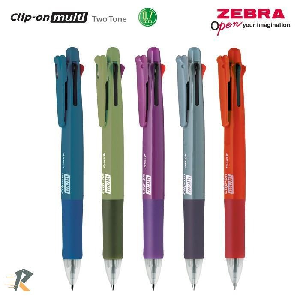 Zebra Pen Clip on Multi Two Tone 4 Colors, Pack of 12