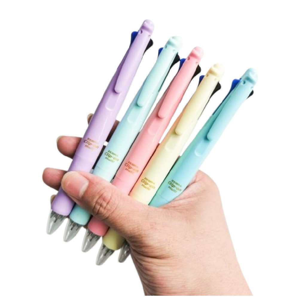 Zebra Pen Clip on-M Cute  Pastel, Pack of 12