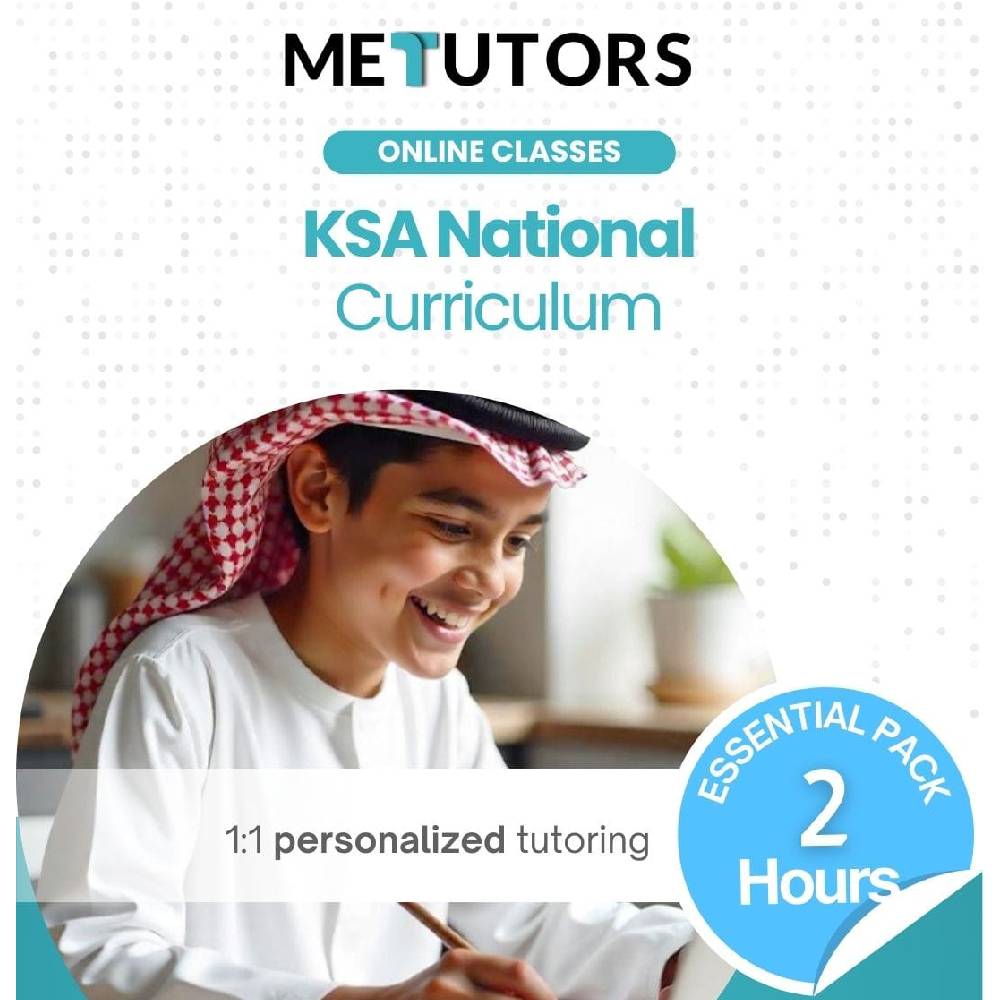 Metutors 1:1 Personalized Tutoring for KSA National Students, Essential Pack 2 Hours Online , For All Subjects, Free 24/7 AI Assistant Access