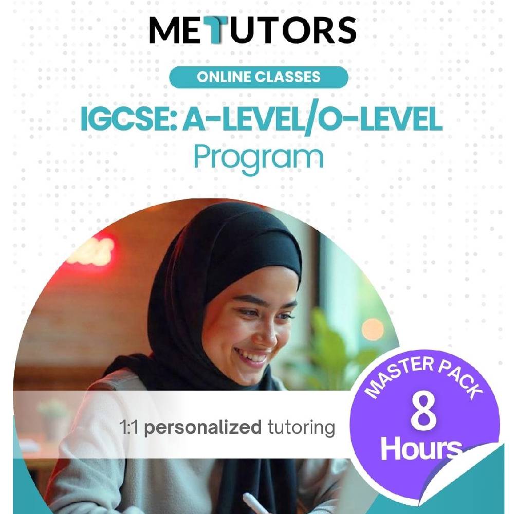 Metutors 1:1 Personalized Tutoring for  IGCSE/O-LEVEL & A-LEVEL Students, Master Pack 8 Hours Online , For All Subjects, Free 24/7 AI Assistant Access