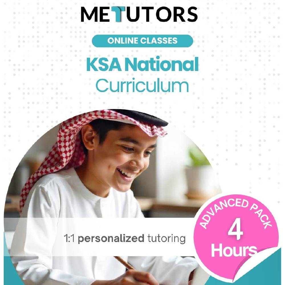 Metutors 1:1 Personalized Tutoring for KSA National Students, Advanced Pack 4 Hours Online , For All Subjects, Free 24/7 AI Assistant Access