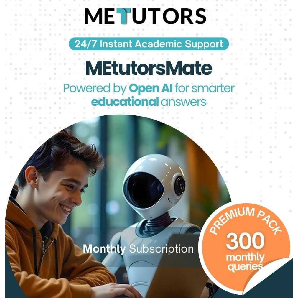 Metutors Mate AI Assistant Premium Pack Monthly Subscription, 300 Queries Monthly, For All Grades
