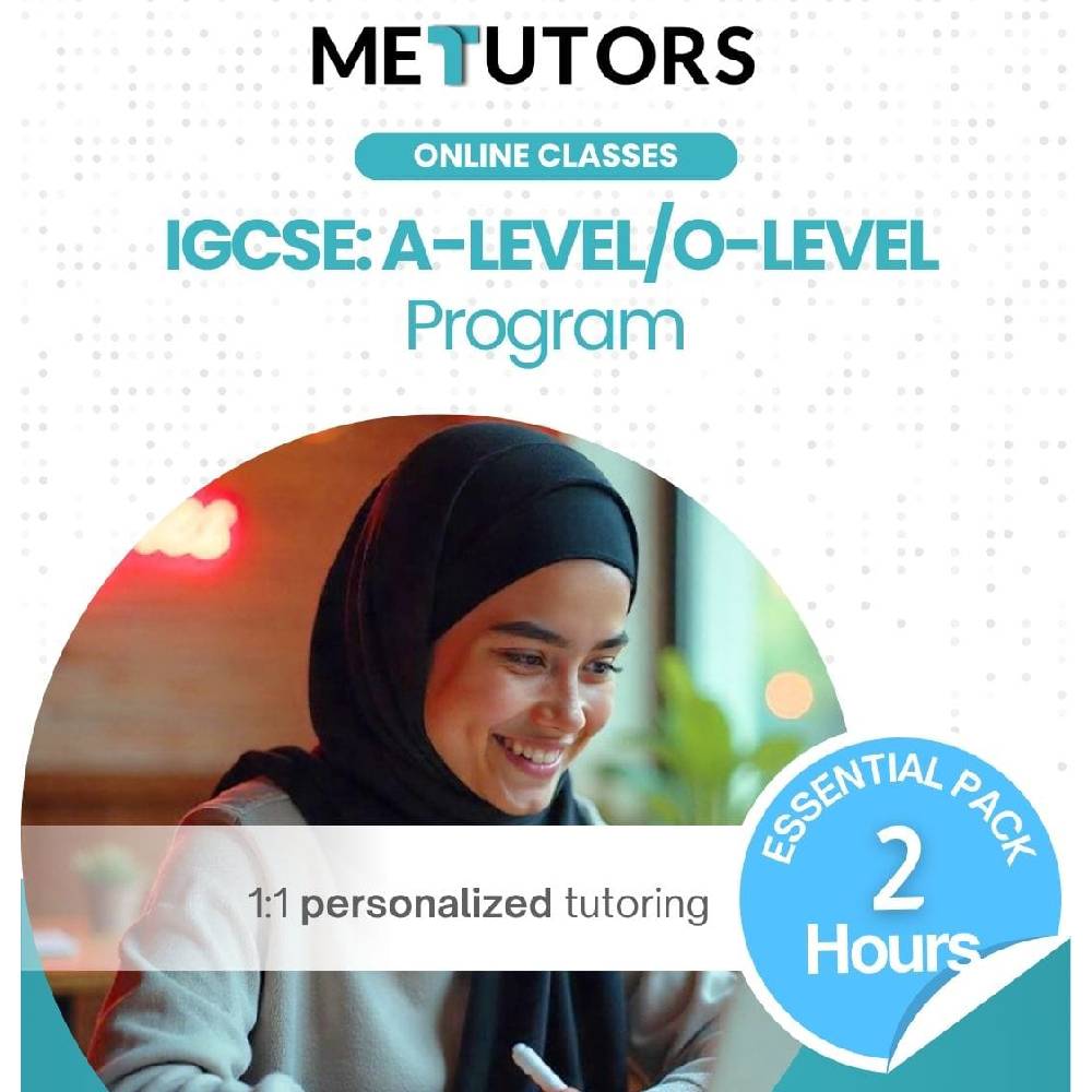 Metutors 1:1 Personalized Tutoring for IGCSE/O-LEVEL & A-LEVEL  Students, Essential Pack 2 Hours Online , For All Subjects, Free 24/7 AI Assistant Access
