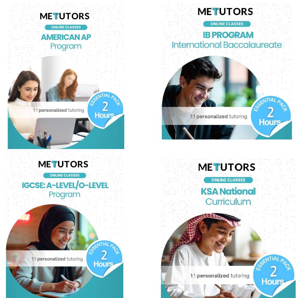 مجموعة دروس خصوصية فردية من ميتوتورز لطلاب امتحانات AP/SAT، وIGCSE/O-LEVEL وA-LEVEL، والبكالوريا الدولية، وطلاب المملكة العربية السعودية، حزمة أساسية لمدة ساعتين عبر الإنترنت، لجميع المواد الدراسية