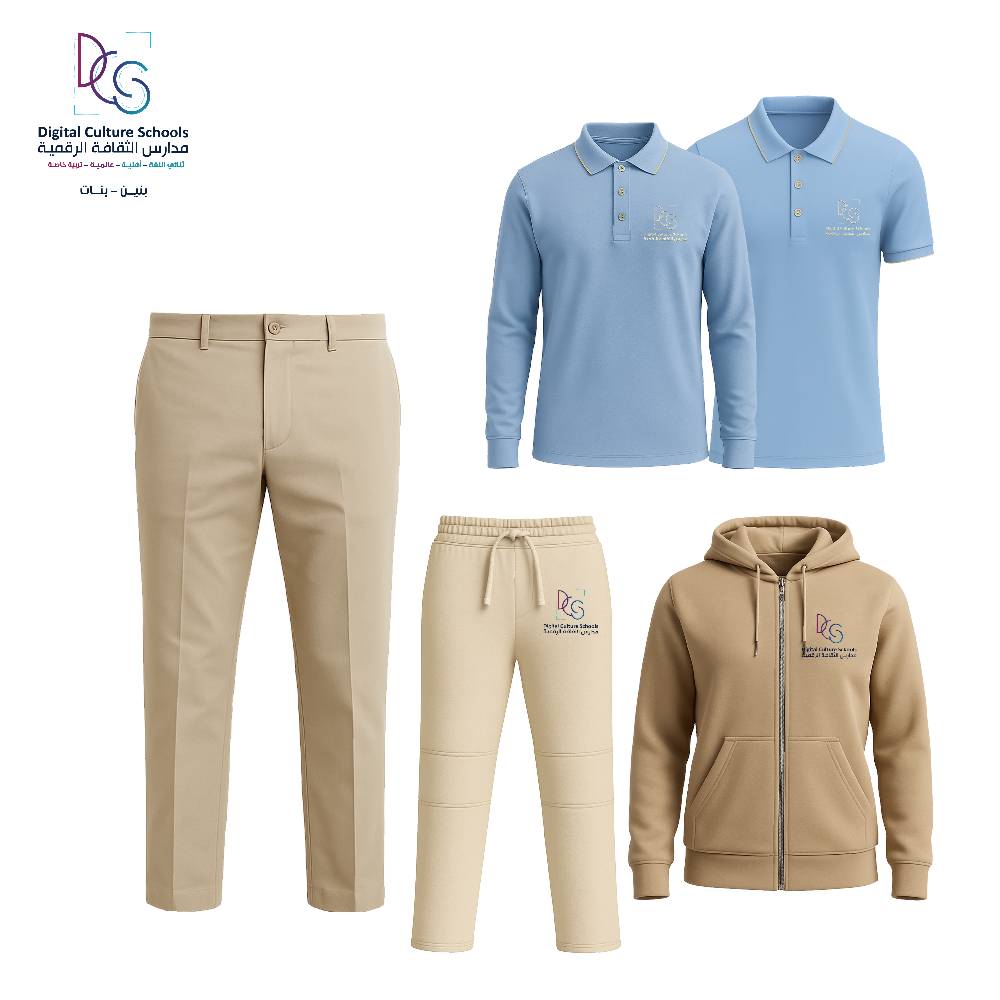 مجموعة الزي المدرسي التربية الخاصة للبنين، بيج وأزرق، من كي جي 1 إلى الصف الثالث، 5 قطع
