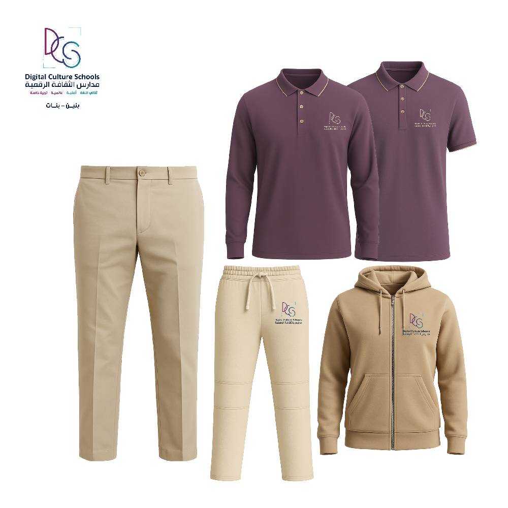 مجموعة الزي المدرسي الدولي للبنين، بيج وبنفسجي، من كي جي 1 إلى الصف الثالث، 5 قطع