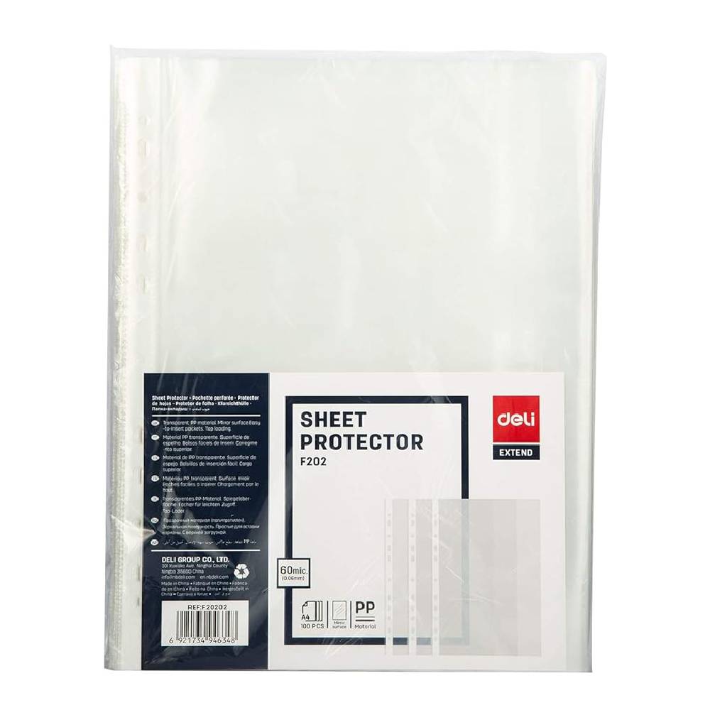 Deli Sheet Protector,100 Sheets -Ef20202