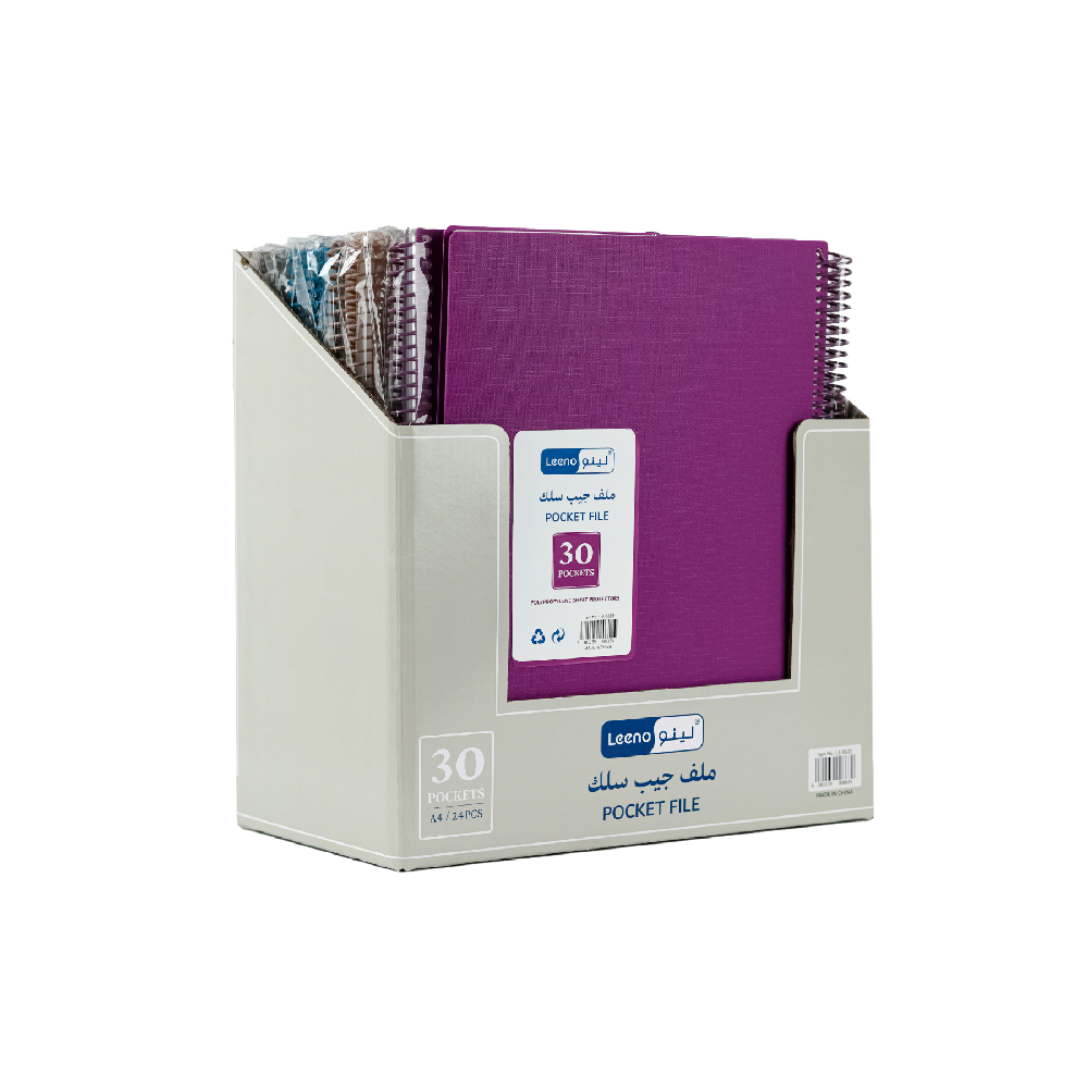 Leeno File Pocket Le-0621, A4, 30 Sheets, 24 Pcs, Multicolor