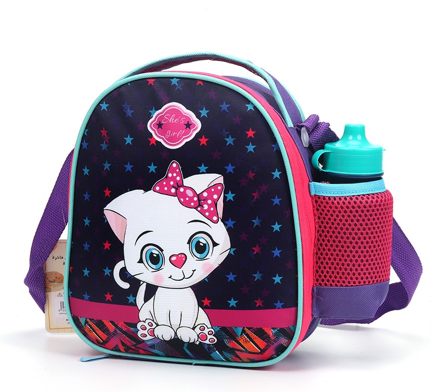 Prima Lunch Bags with Water Bottles for Girls, Pink*Black