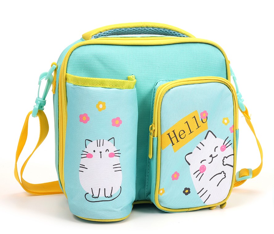 Prima Girls Lunch Bags 2 Pocket Bottle Holder-Baby Blue