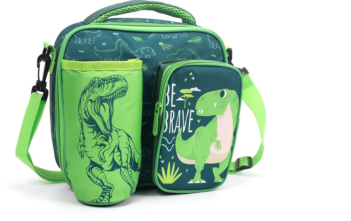 Prima Boys Lunch Bags 2 Pocket Bottle Holder-Green