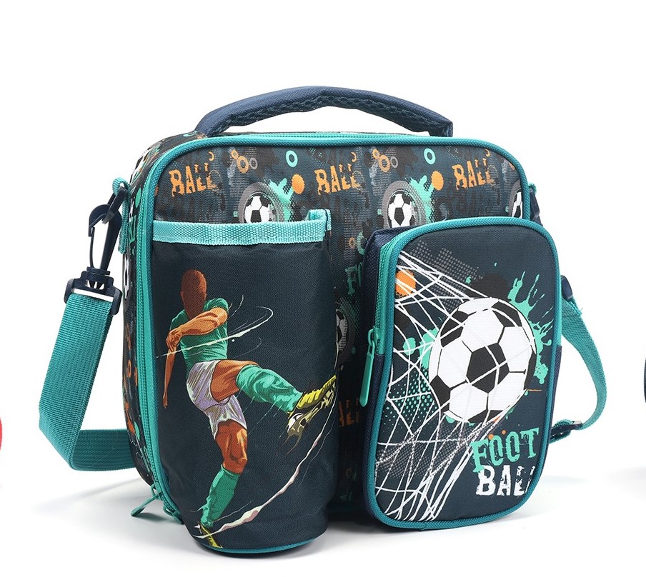 Prima Boys Lunch Bags 2 Pocket Bottle Holder-Cyan