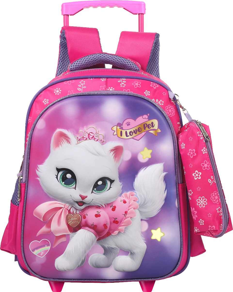 Prima Trolly Bag with Free Pencil Case - For Girls - 14 Inch - Kg