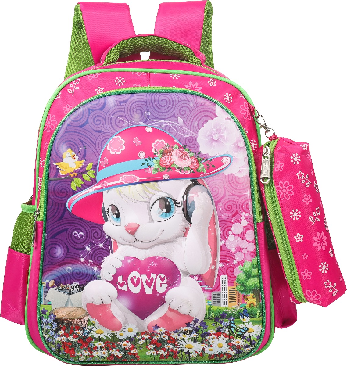 Prima Backpack with Free Pencil Case - For Girls - Kg-14INCH