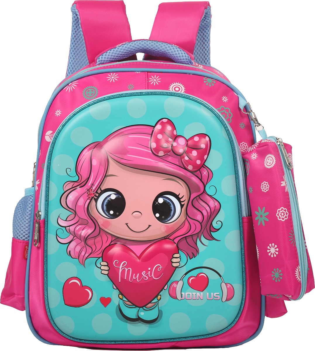 Prima Backpack with Free Pencil Case - For Girls - Kg-14INCH