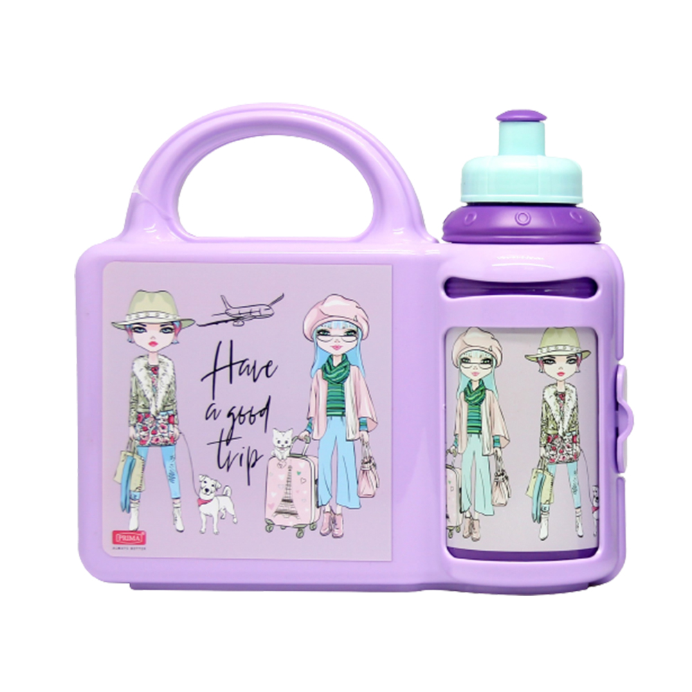 Prima Lunch Box & Bottle Set For Girl, Purple